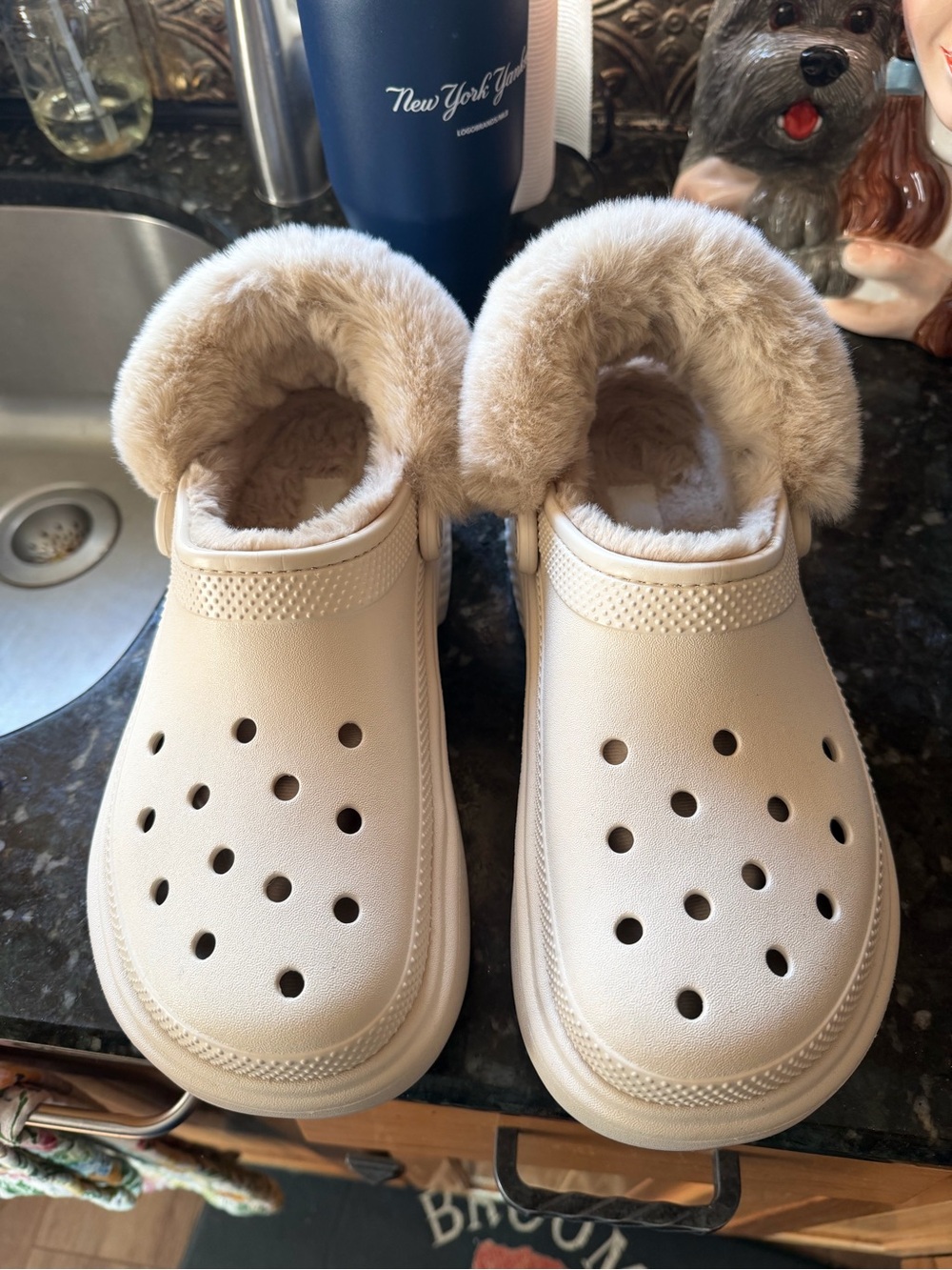 Women’s fur lined platform crocs